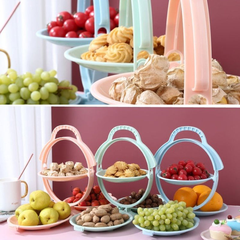 idrop 3 LAYER Portable Food Fruit & Snack Foldable Portable Dish Tray