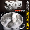 idrop [ 30CM ] 2 IN 1 SUS304 Stainless Steel Mandarin Duck Hot Pot / Periuk Masak Dua Dalam Satu / 30CM不锈钢鸳鸯火锅(304)(复底玻璃盖)(皮 纸盒鸳鸯点焊)