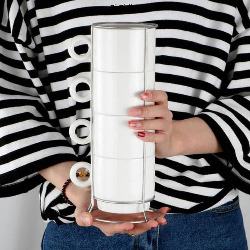 idrop Stacking Ceramic Cup Tower Set [ 4pcs Cup ]