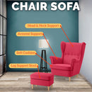 idrop High Back Canvas Reading Chair with Arm Rest + Leg Rest Stool