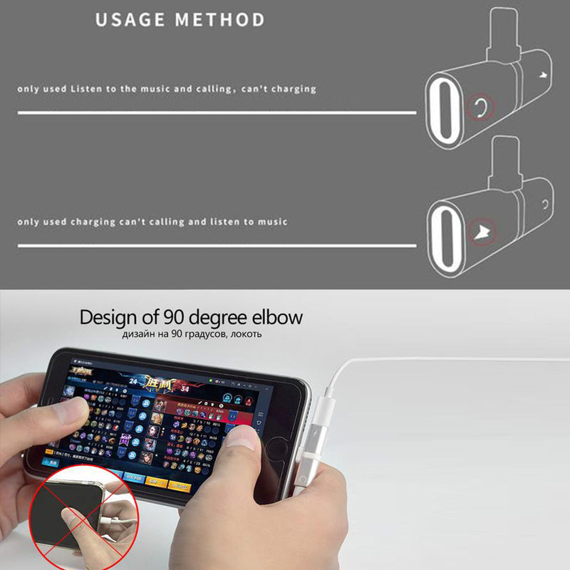 idrop 2 IN 1 Lightning Splitter Adapter [Audio/Call/Charge] Compatible for iPhone 7/8/X