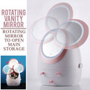 idrop Portable Multistorage Cosmetic Makeup Storage Compartment with LED Light Vanity Mirror