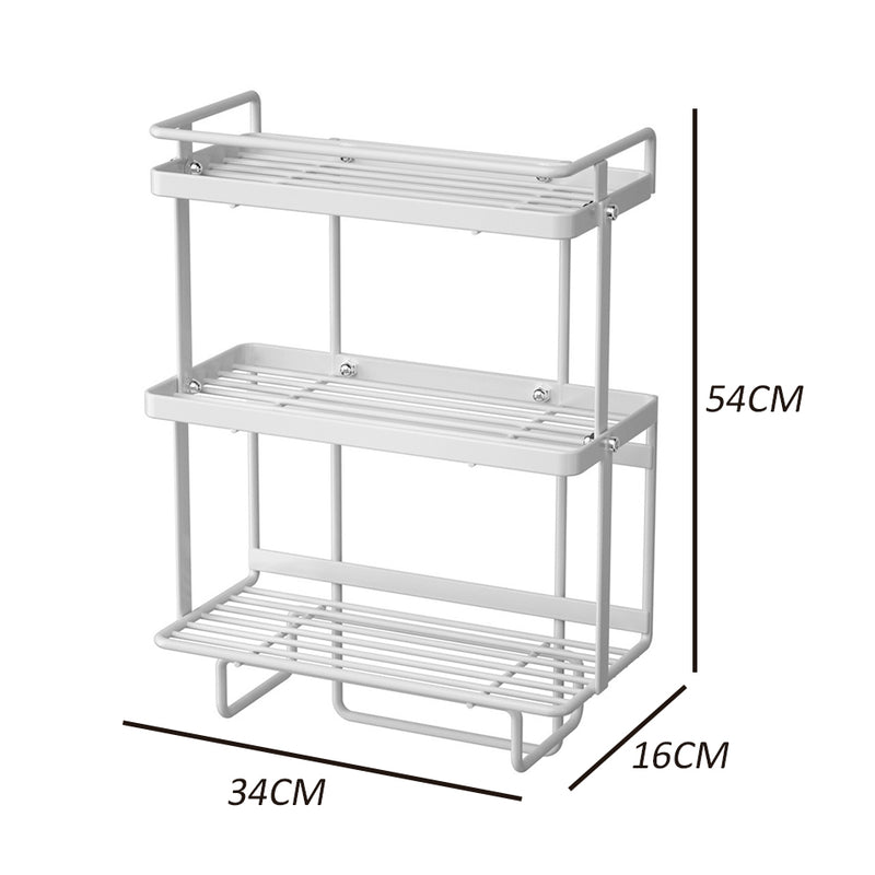 idrop Three Layer Iron Toilet Shelf Storage Rack with Hooks / Rak Penyimpanan Barang Tandas Jamban 3 Lapis / (强力胶)三层马桶上方置物架