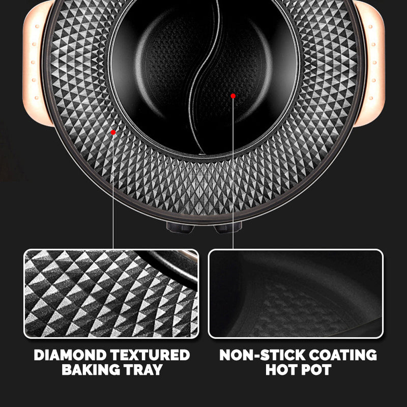 idrop [ 42CM ] 2 IN 1 Hotpot Shabu-Shabu Electric Cooking Grill BBQ Cooker [ 1200W + 1350W ]