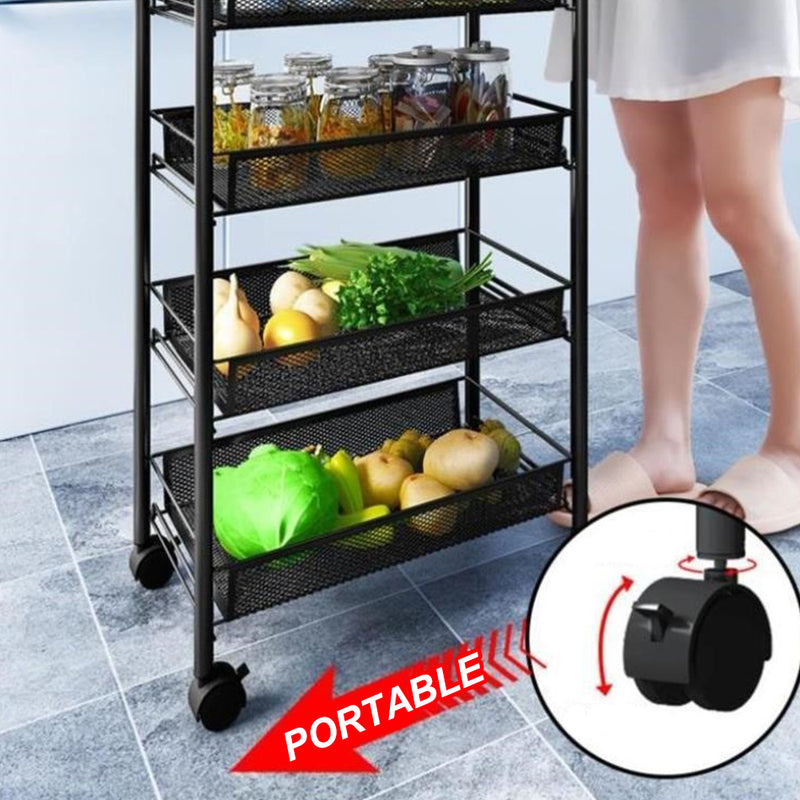 idrop [ 3 LAYER / 5 LAYER ] Trolley Basket Rack Shelf / Rak Troli Mudah Alih / 三层&五层推车网篮置物架