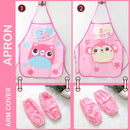 idrop Cute Cartoon Children's Apron Set / Set Apron Kanak-kanak / 可爱卡通儿童围裙套装