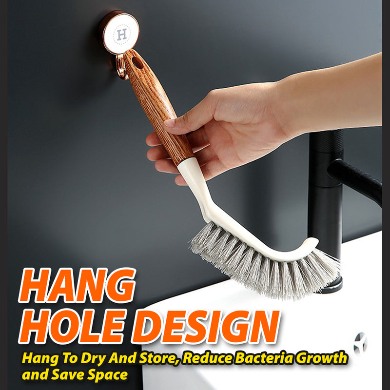 idrop Long Handle Bathroom Toilet Cleaning Bristle Brush / Berus Pencuci Tandas & Bilik Mandi / 橡胶木长柄硬毛刷子