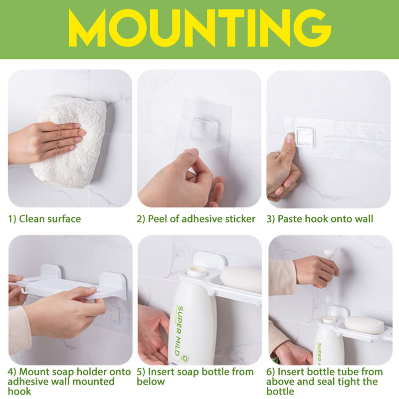 idrop Wall Mounted Shampoo Soap Bottle and Hand Soap Holder