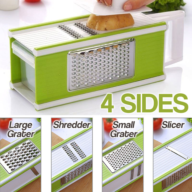 idrop Multifunction Kitchen 4 Sided Shredder Slicer Grater Box with Storage