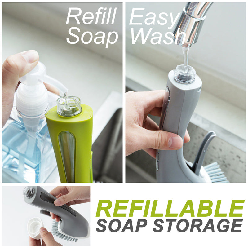 idrop Soap Dispensing Cleaning Scrubbing Washing Refillable Handheld Brush