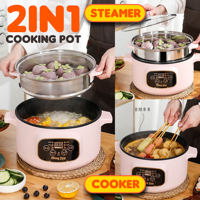idrop [ 20CM / 26CM ] Smart Electric Cooking Pot with Steamer Layer / Periuk Memasak & Stim Electric / 智能电蒸煮炒锅