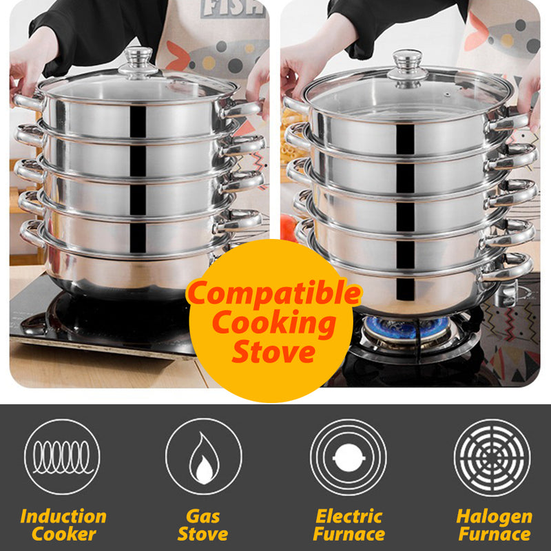 idrop [ 4 LAYER ] Stainless Steel Steamer Cooker Cookware / Periuk Masak Stim Keluli Tahan Karat / 32CM四层 蒸锅