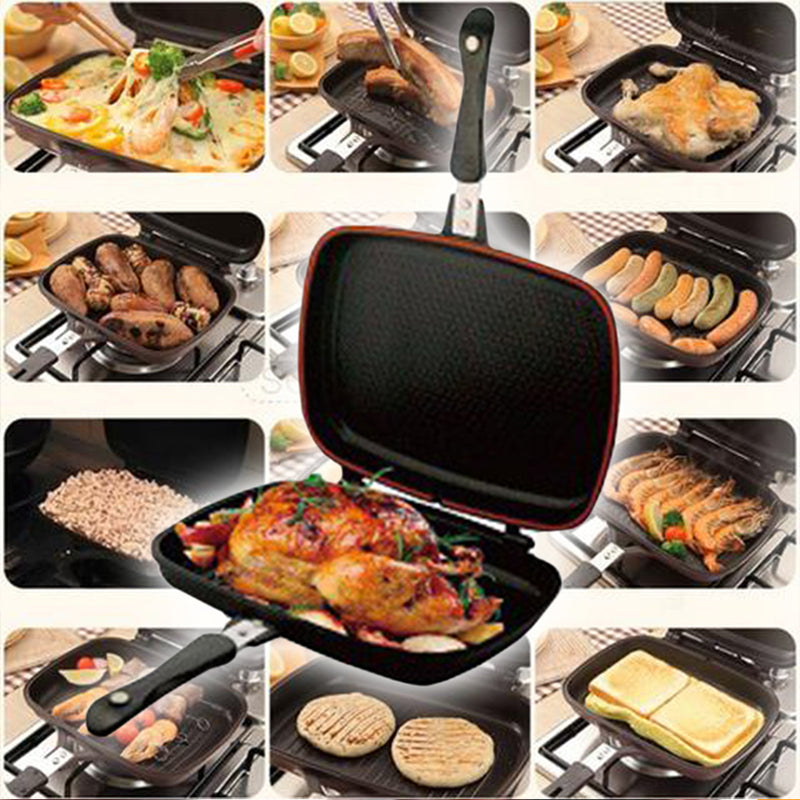 idrop 36CM DOUBLE SIDED FRYING PAN - Kitchen Cooking Pressure Grill Cookware / Kuali Memasak Dua Belah / 双面煎锅