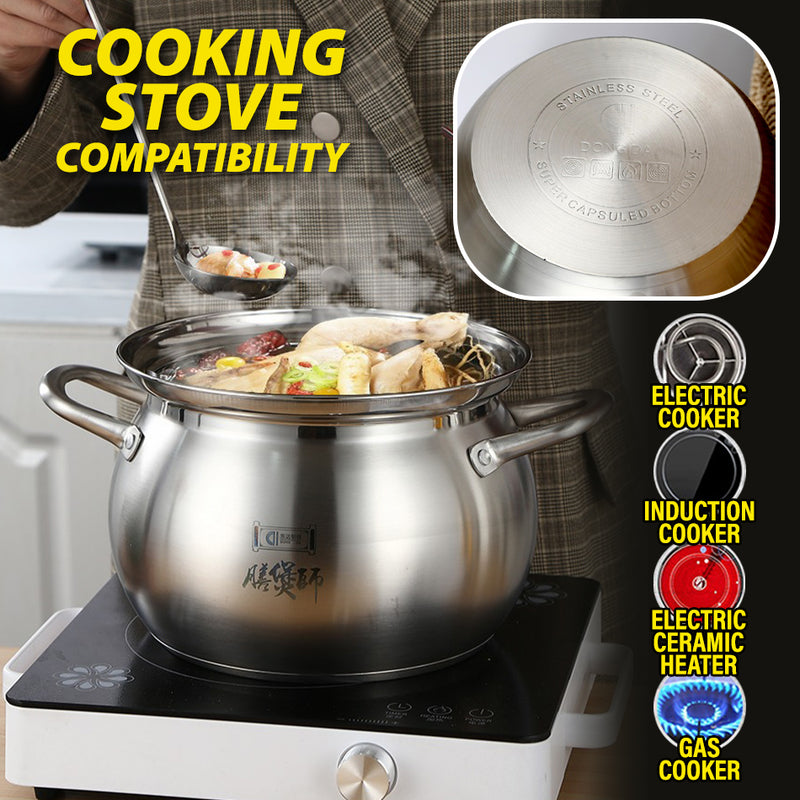 idrop [ 4.8L / 6.8L] Kitchen Cooking Soup Porridge Cauldron Stock Pot SUS304 Stainless / Steel Periuk Kuali Keluli tahan Karat /  304不锈钢膳煲师S系列高 汤锅