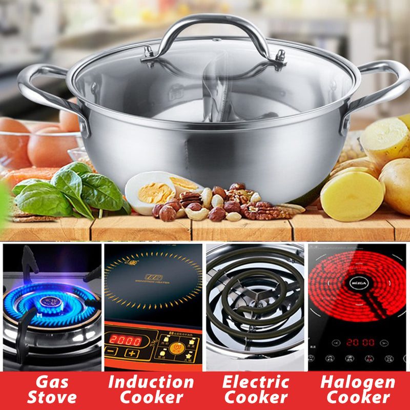 idrop [ 34CM ] 2 IN 1 SUS304 Stainless Steel Deep Hot Pot Cooker