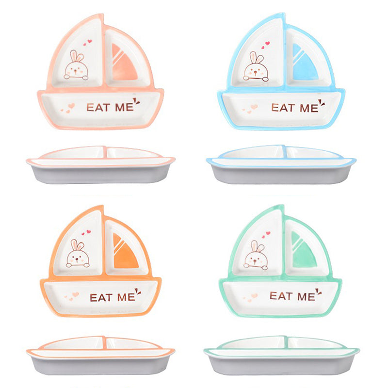 idrop Childrens Sail Boat Shape Ceramic Plate / Pinggan Makan Seramik Kanak Kanak Bentuk Kapal / 陶瓷帆船儿童餐盘
