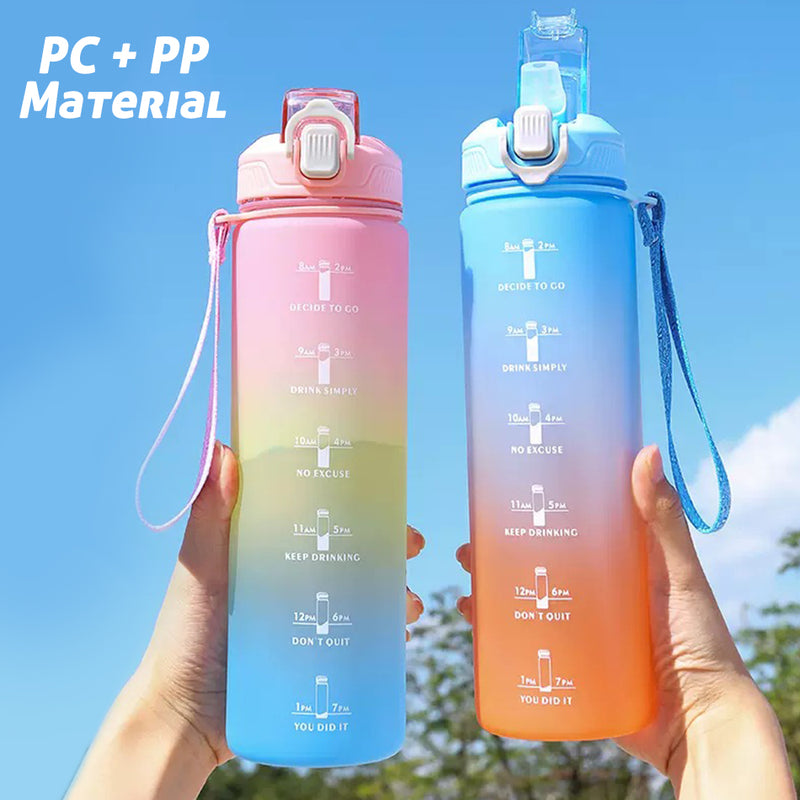 idrop [ 2 IN 1 ] Gradient Color Drinking Water Bottle Set [ 1000ml + 460ml ] / Set Botol Minuman Warna Warni  2 Dalam 1