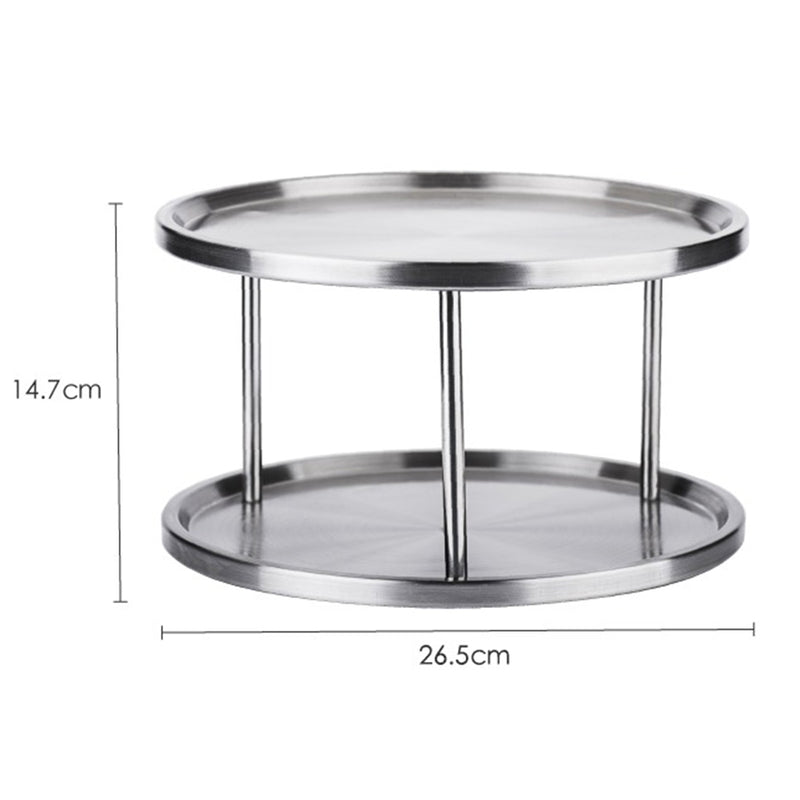 idrop [ 2 LAYER ] Stainless Steel Rotating Seasoning Shelf Rack Tray