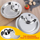 idrop [ 28CM ] SUS304 Stainless Steel Dumpling Tray Plate with Drainage Tray / Pinggan Makan Kuih Kukus + Alas Keluli Tahan Karat / SUS304不锈钢饺子盘盘带排水盘