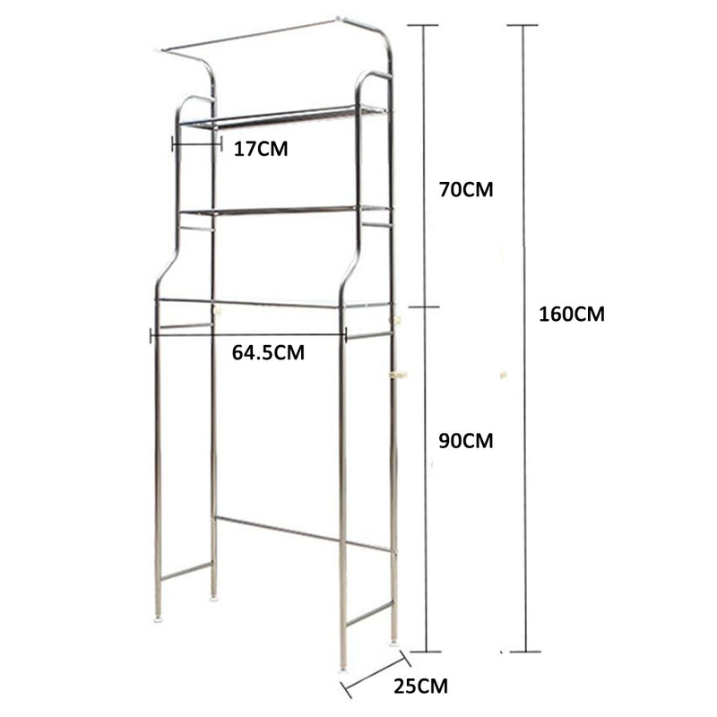 idrop [ 3 LAYER ] Steel Washing Machine Laundry Rack Shelf for Toilet & Bathroom / Rak Keluli Mesin Basuh Tandas dan Bilik Air / 洗衣机三层带毛巾杆不锈钢