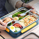 idrop Portable Leakproof Food Eating Lunchbox with Heat Insulation Inner Stainless Steel 4 Compartment Food Plate [ FREE SPOON & FORK ]