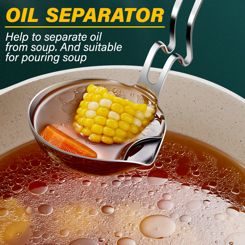 idrop SUS316L Stainless Steel Ladle Oil Separator With Bending Handle / Senduk  Pemegang Bengkok Pemisah Minyak / 316L