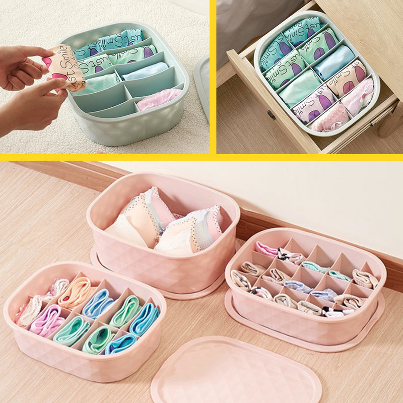 idrop Underwear & Socks Multi Compartment Slot Storage Box