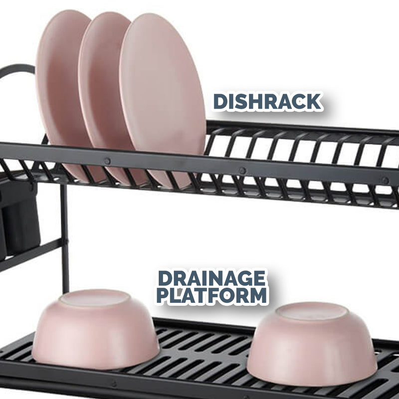idrop 2 LAYER Aluminium Dishrack + Cup & Utensil Holder