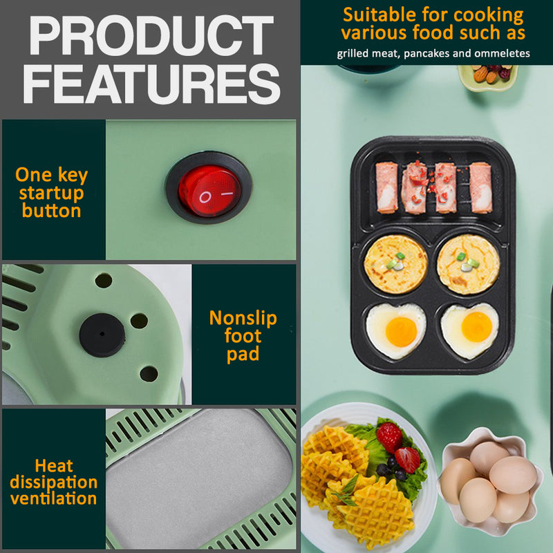 idrop [ 600W ] Multifunctional Electric Cooking Convenient Breakfast BBQ Grill and Pancake Omelette Maker / Pembuat Masak Sarapan Gril Elektrik / 600W便捷电烤盘(烤哇伊迷你早 餐机)