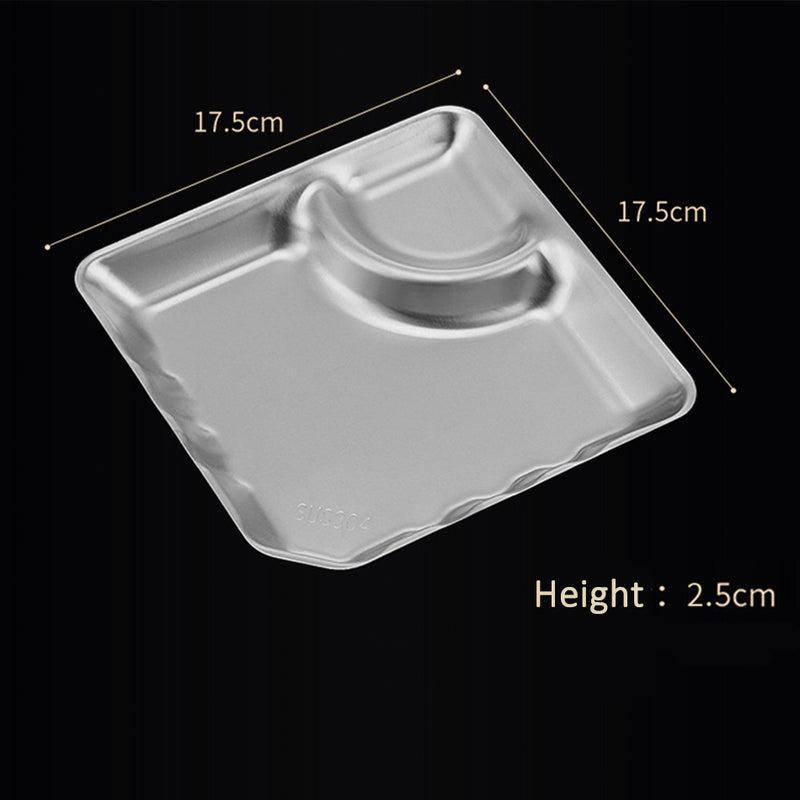 idrop Stainless Steel Food Tray Snack Plate SUS304 / Pinggan Makan Keluli Tahan Karat / 正方形304不锈钢格碟(饺子盘) [ 17.5 X 17.5 X 2.5CM ]