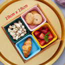 idrop Japanese Style Wooden Serving Tray & Ceramic Square Bowl / Dulang Hidangan Kayu Gaya Jepun & Mangkuk Persegi Seramik / 4格小方碗木板托盘 (9*9CM碗 19*19CM托盘)