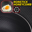 idrop [ 34CM ] Honeycomb Nonstick SUS316 Stainless Steel Cooking Wok with Glass Lid Cover / Kuali Memasak Keluli Tahan Karat / (内外蜂窝)(玻璃盖)34CM不粘炒锅(全印 316)