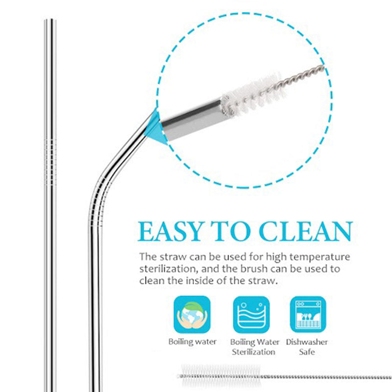 idrop 5pcs Stainless Steel Straw Set [ 2 Straight Straw + 2 Bent Straw + 1 Straw Cleaner ]
