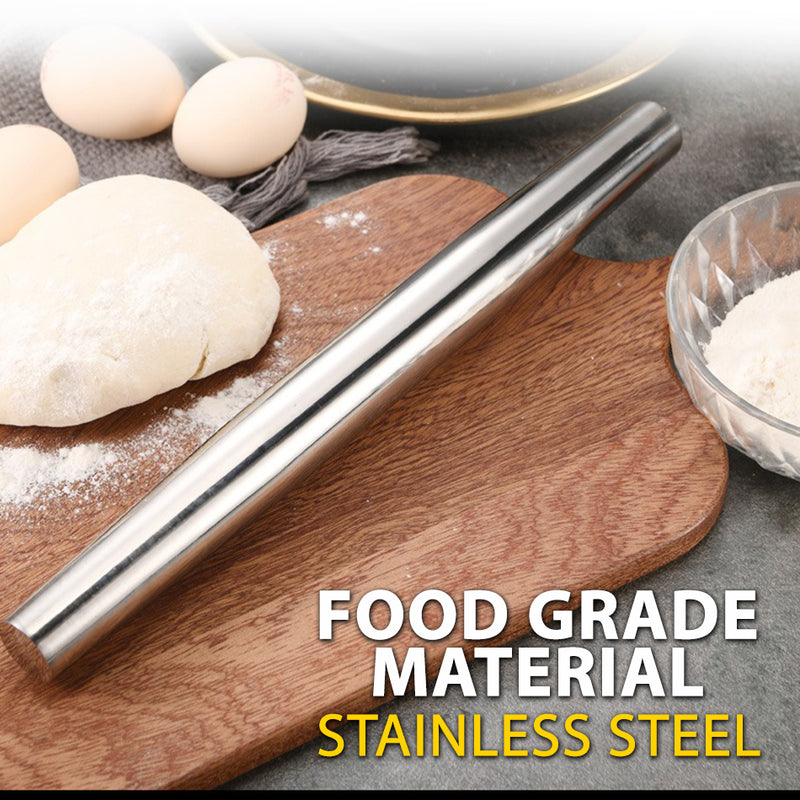 idrop Kitchen SUS304 Stainless Steel Baking Dough Rolling Pin / Penggiling Doh Keluli Tahan Karat / 304不锈钢擀面杖(大号)(长)(42CM)