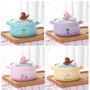 idrop [ 800ml ] 15CM Ceramic Noodle Bowl with Lid Cover Smartphone Holder / Mangkuk Mee Seramik 15CM dengan Penutup Kaca / 萌趣手机支架陶瓷面碗(15CM)