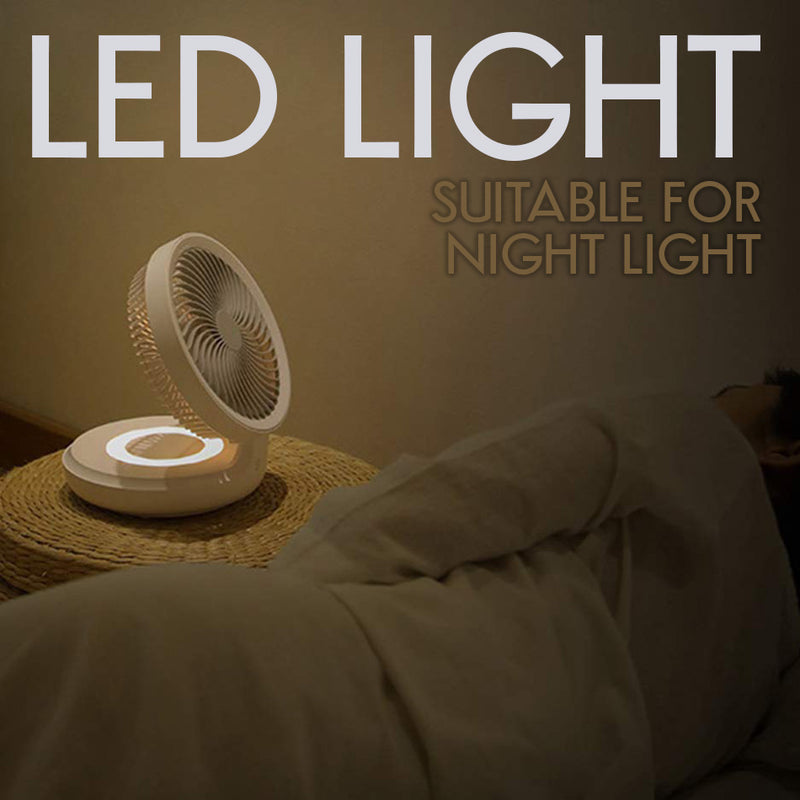 idrop 2 IN 1 Foldable Portable USB Rechargeable Fan with LED Lights