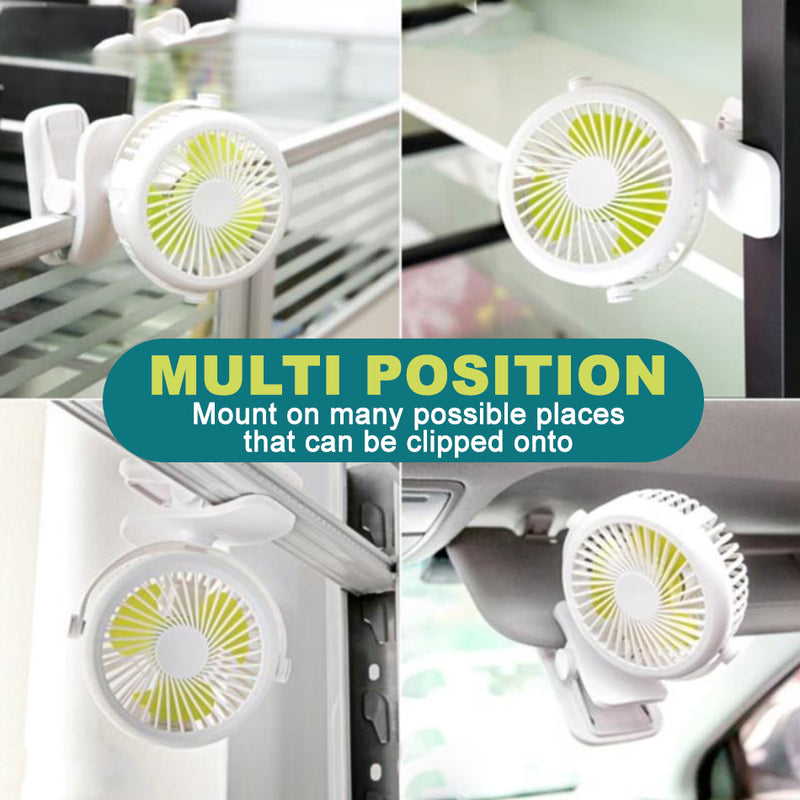 idrop Mini Portable Rechargeable Battery & USB Powered Clip Fan