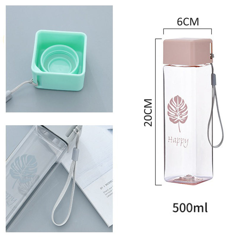 idrop [ 500ml ] Square Transparent Plastic Drinking Water Bottle / Botol Minuman Plastik / 500ML方形透明PC水壶