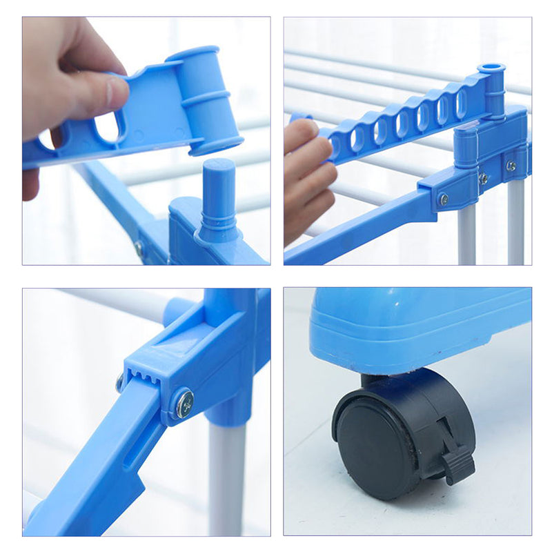 idrop THREE LAYER Foldable Mobile Laundry Clothes Drying Rack With Rotatable Arm Hanger