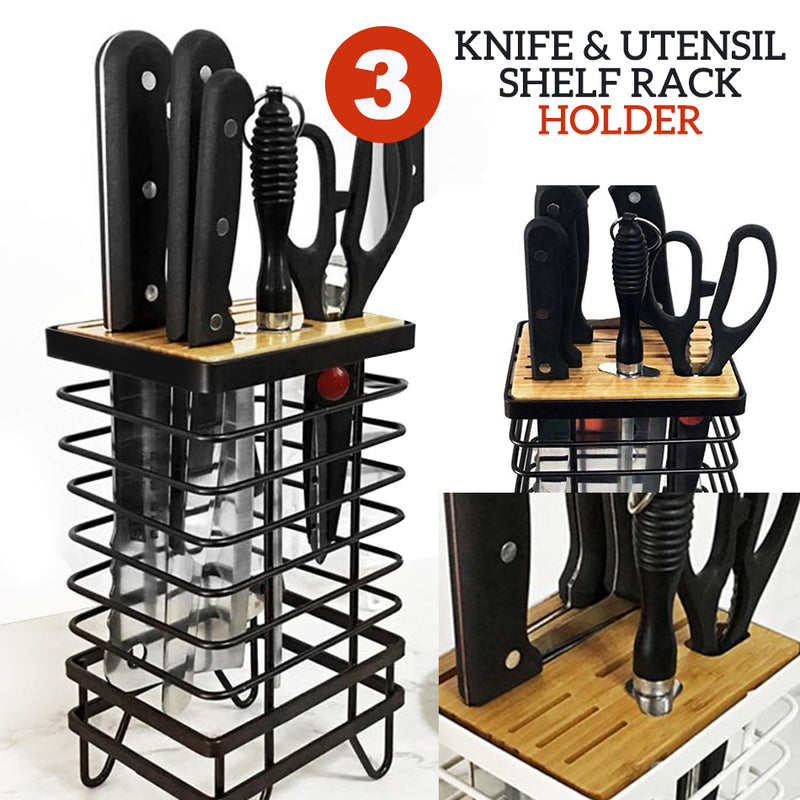 idrop Kitchen Household Tabletop Storage Rack Shelf for Tableware Pot Lid & Knives