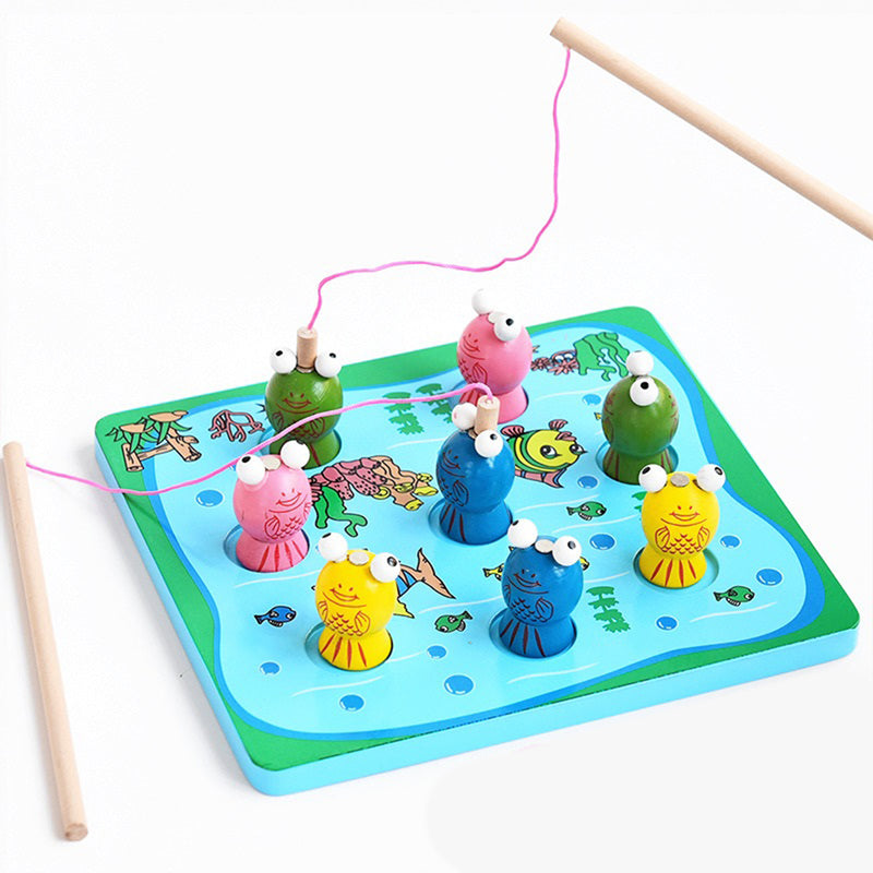 idrop 3D FUN FISHING - Children Magnetic Fish Catching Wooden Toy