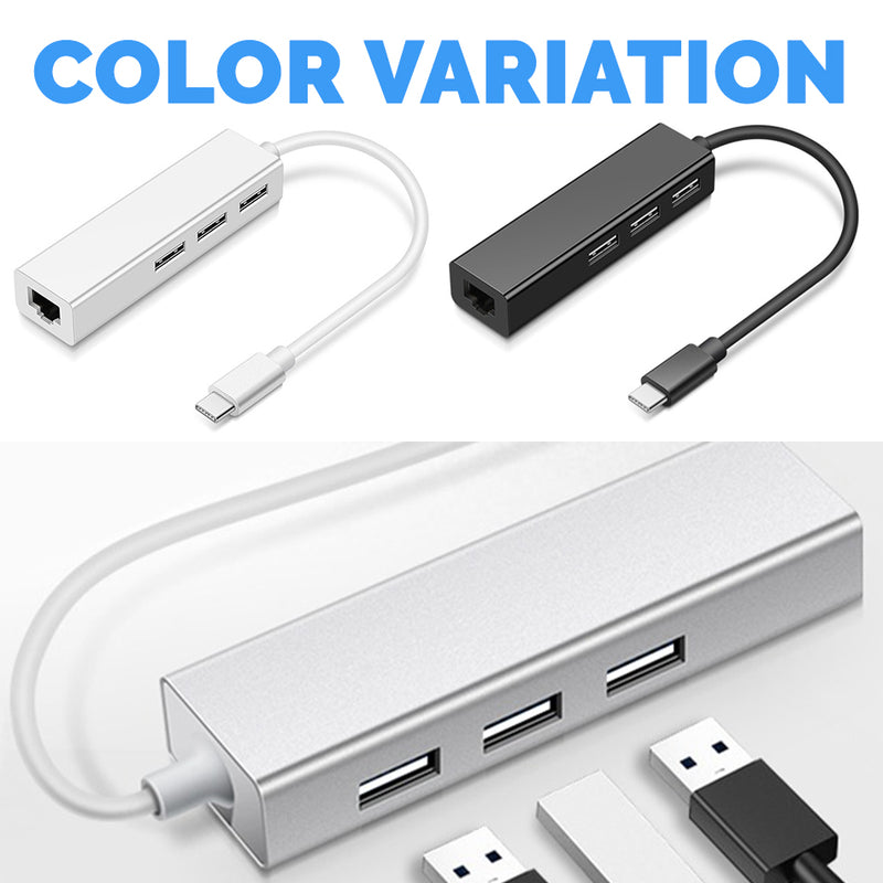 idrop 1 Port Type-C USB to Ethernet Cable & 3 USB 2.0 Port Cable Hub