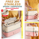 idrop [ 1L ] Electric Lunchbox with Stainless Steel SUS304 Container 300W with FREE Sppon & Chopsticks / Kotak Memasak Elektric / 1L不锈钢电热饭盒(蒸煮饭盒)(304)(300W)(内置勺筷