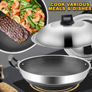 idrop [ 45CM ] Nonstick Honeycomb Kitchen Cooking Wok with Lid Cover / Kuali Masak Tidak Lekat & Penutup Kuali / 45CM双耳不粘炒锅(组合盖 )(304)(厨得乐GDL/COOKWARE)
