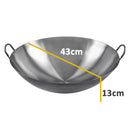 idrop [ 43CM ] Stainless Steel Binaural Frying Pan Wok / Kuali Masak Keluli Tahan Karat / 43CM不锈钢砂光双耳炒锅