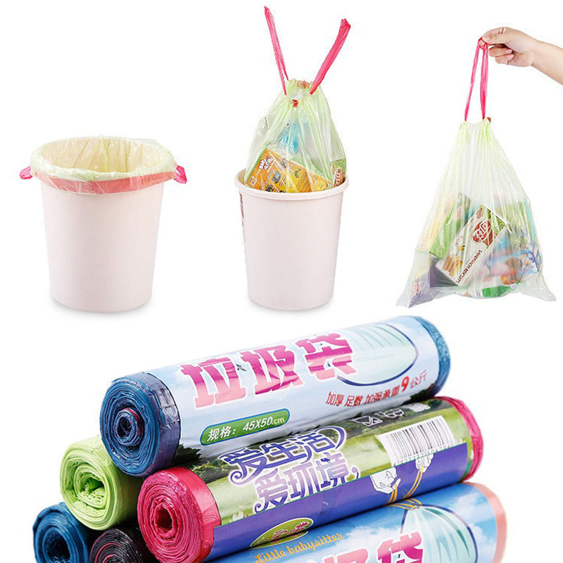 idrop [ 5 Rolls ] Drawstring Garbage Rubbish Bag / Beg Sampah Bersama Tali Ikat / 5卷抽拉绳圾袋45*50CM(万家净