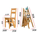 idrop [ 2 IN 1 ] Multifunctional Foldable Wooden Chair to 4 Storey Step Ladder / Kerusi Kayu dan Tangga / 【二合一】多功能折叠木椅转4层梯