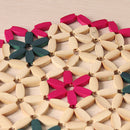 idrop Floral Round Wooden Tableware Placemat