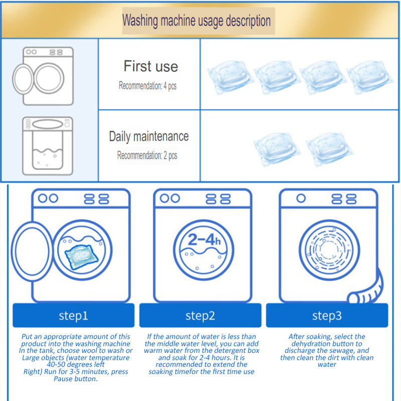 idrop [ 4PCS ] Washing Machine Drum Roller Tank Sterilization Descaling Bubble Cleaner / Pencuci Dram Dalaman Mesin Basuh / 洗衣机槽泡泡净30G*4PCS(老管家)