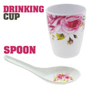 idrop Rose Pattern Melamine Kitchen Dining Tableware Set 1 [ 10 Pcs / 20 Pcs ]